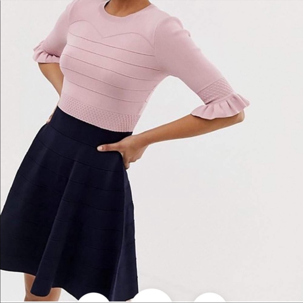 Ted Baker London Dyana Frill Knitted Dress Size  2 (US 6)